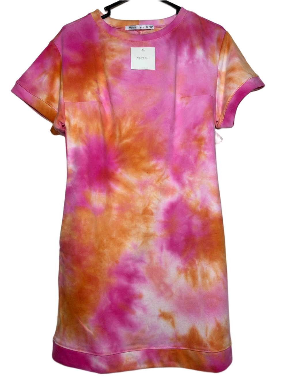 Tie-Dye Short Sleeve Mini Dress in Pink & Orange Medium  Fraiche by J Nordstrom